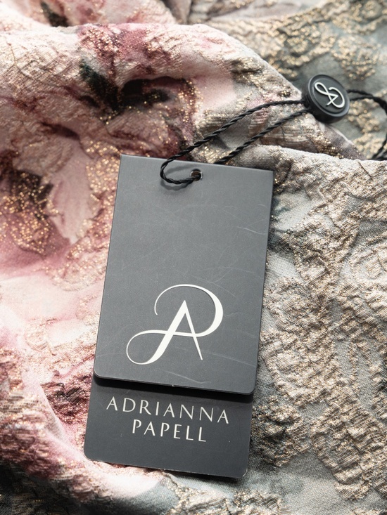 Adrianna Papell - Metallic Floral-Print Column Gown - Picture 9 of 13